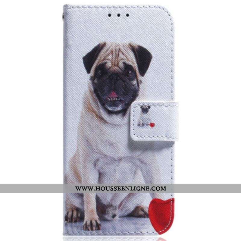 Housse Moto G73 5G Pug Dog à Lanière