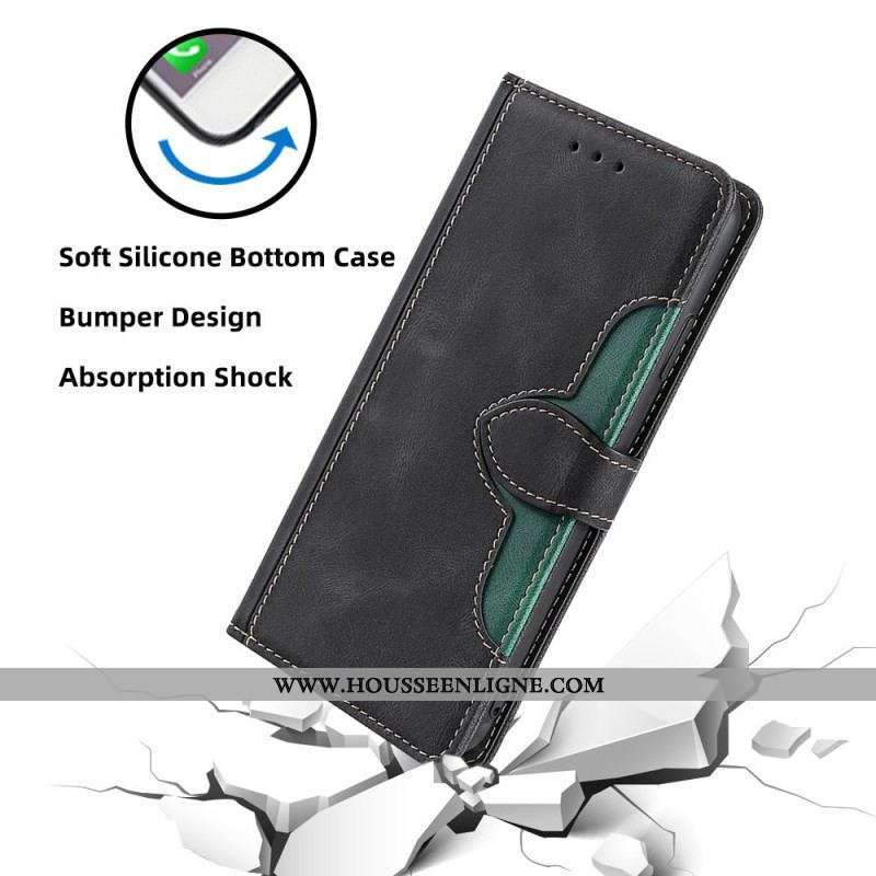 Housse Moto G73 5G Simili Cuir Bicolore Stylish
