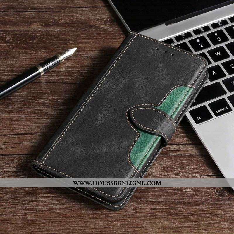Housse Moto G73 5G Simili Cuir Bicolore Stylish