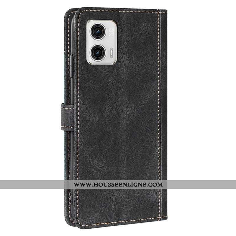 Housse Moto G73 5G Simili Cuir Bicolore Stylish
