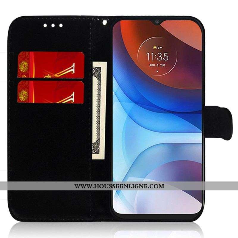 Housse Moto G73 5G Simili Cuir Miroir avec Lanière