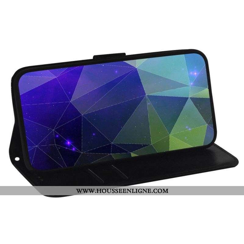 Housse Moto G73 5G Simili Cuir Miroir avec Lanière