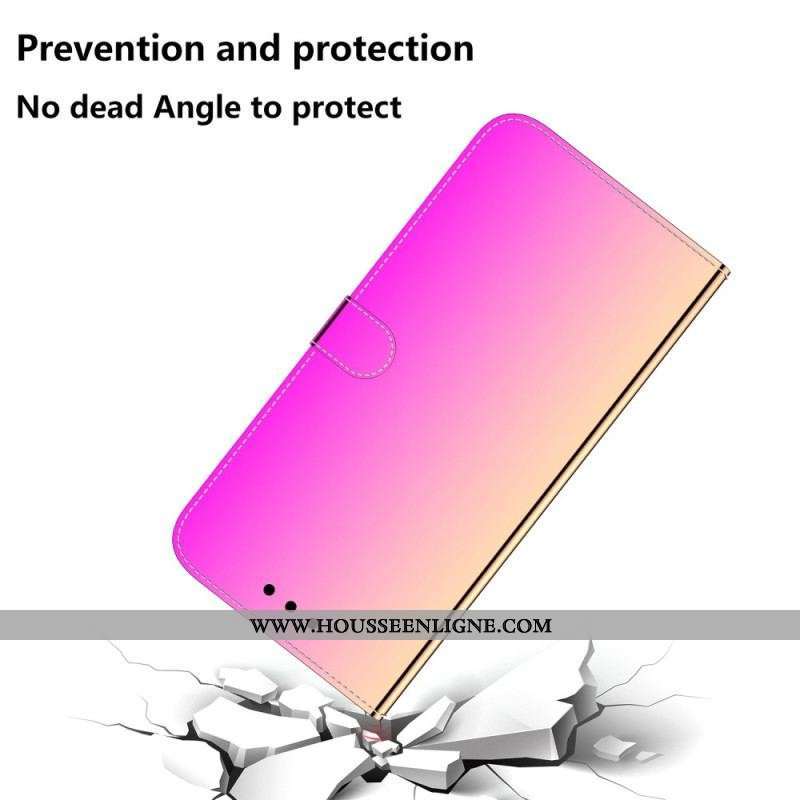 Housse Moto G73 5G Simili Cuir Miroir avec Lanière