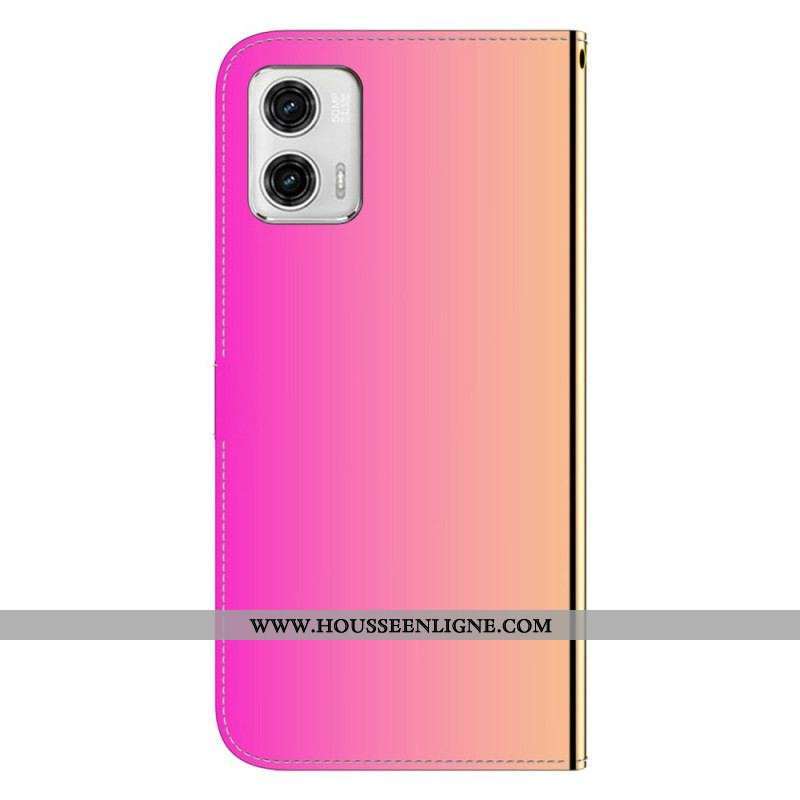 Housse Moto G73 5G Simili Cuir Miroir avec Lanière
