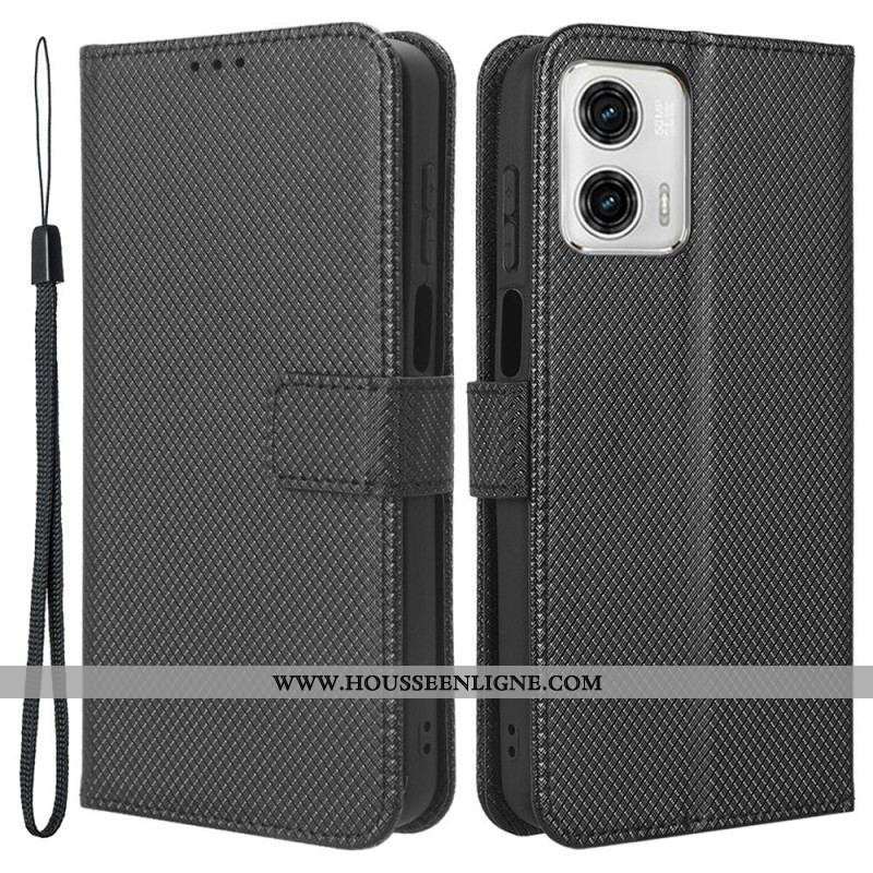 Housse Moto G73 5G Simili Cuir Stylé à Lanière