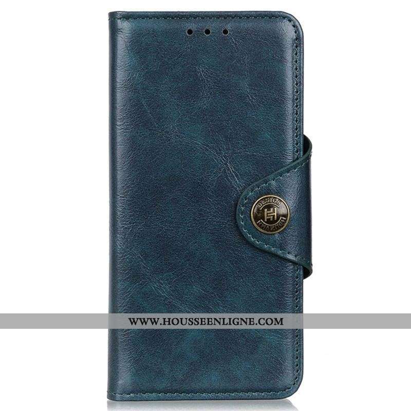 Housse Moto G73 5G Simili Cuir Verni Bouton