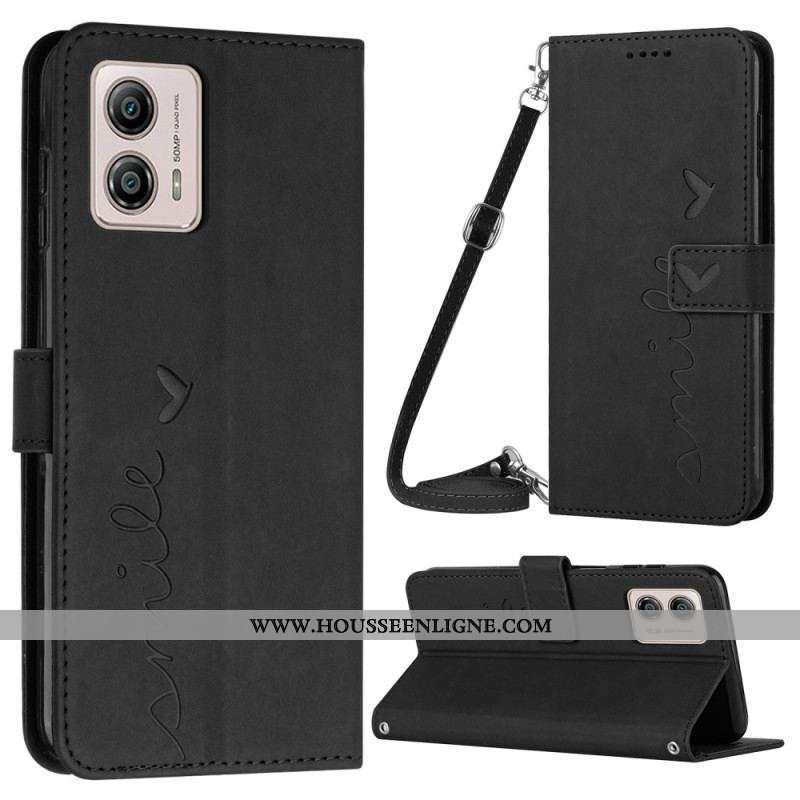 Housse Moto G73 5G Smile avec Bandoulière