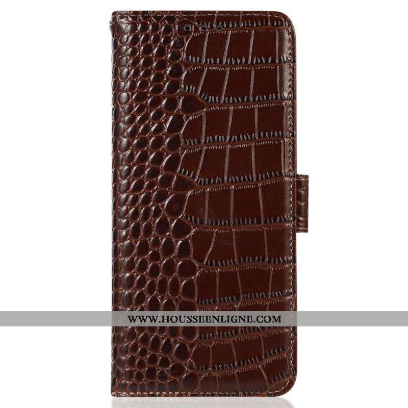 Housse Moto G73 5G Style Crocodile RFID