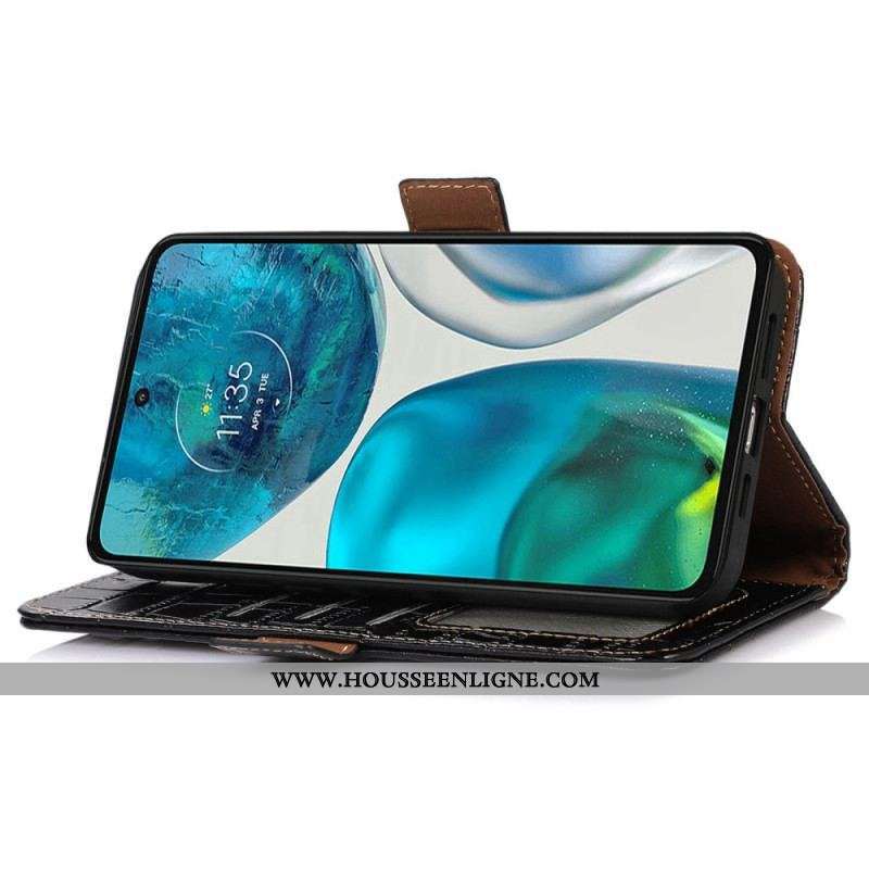 Housse Moto G73 5G Style Crocodile RFID