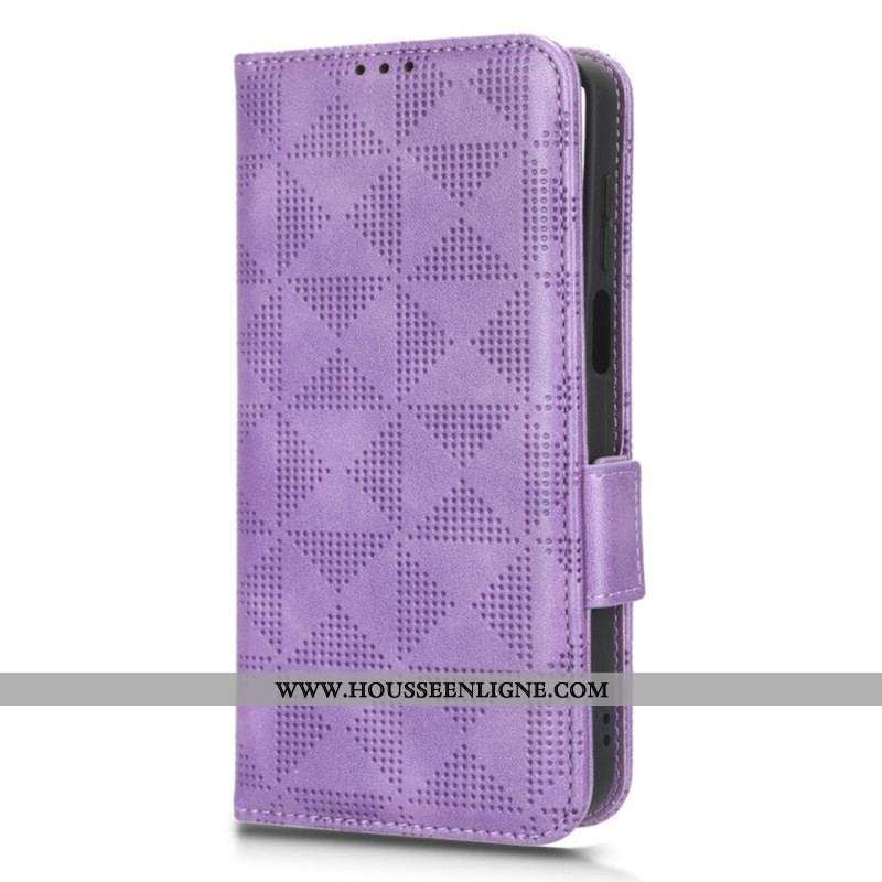Housse Moto G73 5G Triangles Imprimés avec Lanière