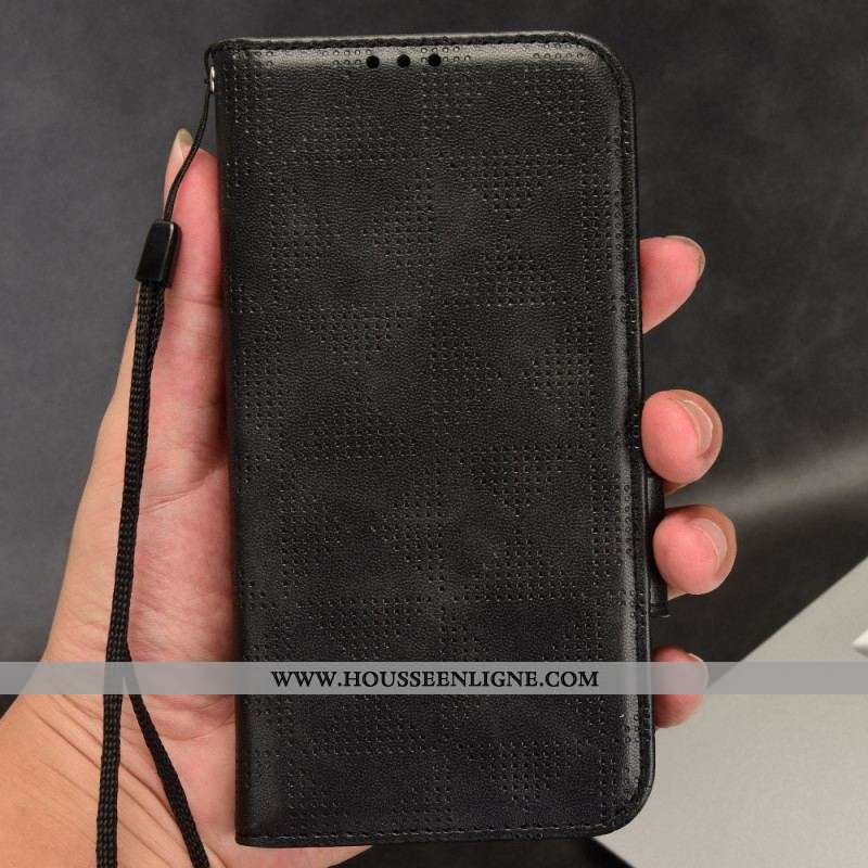 Housse Moto G73 5G Triangles Imprimés avec Lanière