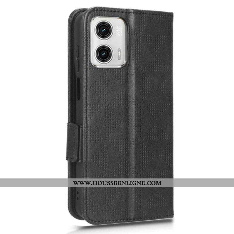 Housse Moto G73 5G Triangles Imprimés avec Lanière