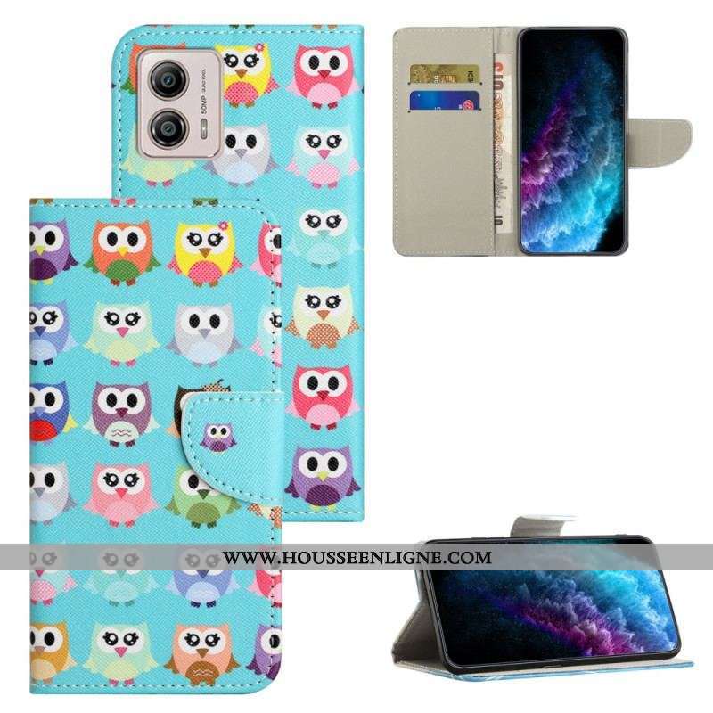 Housse Moto G73 5G Tribu de Hiboux
