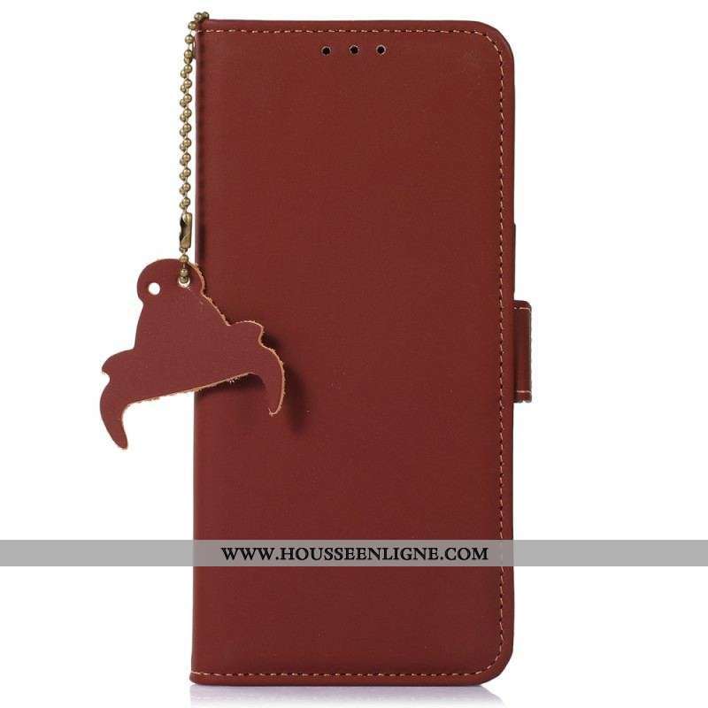 Housse Moto G73 5G Véritable Cuir RFID