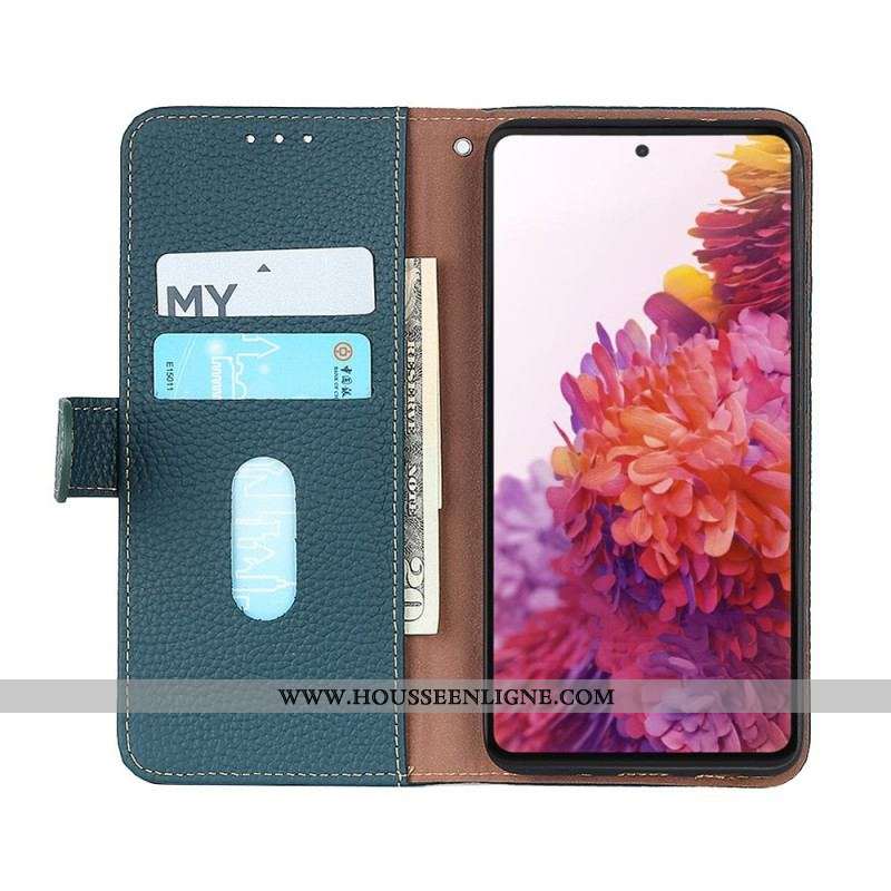 Housse Motorola Edge 20 Cuir Litchi KHAZNEH