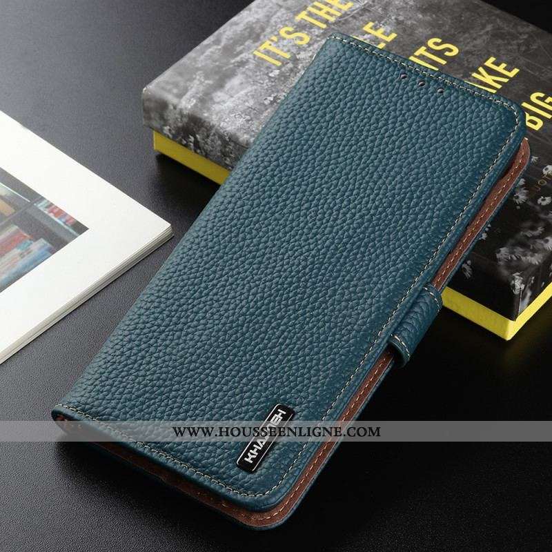 Housse Motorola Edge 20 Cuir Litchi KHAZNEH