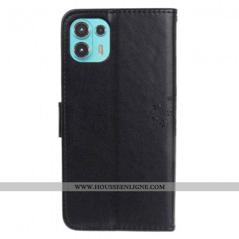 Housse Motorola Edge 20 Lite Arbre et Hiboux à Lanière