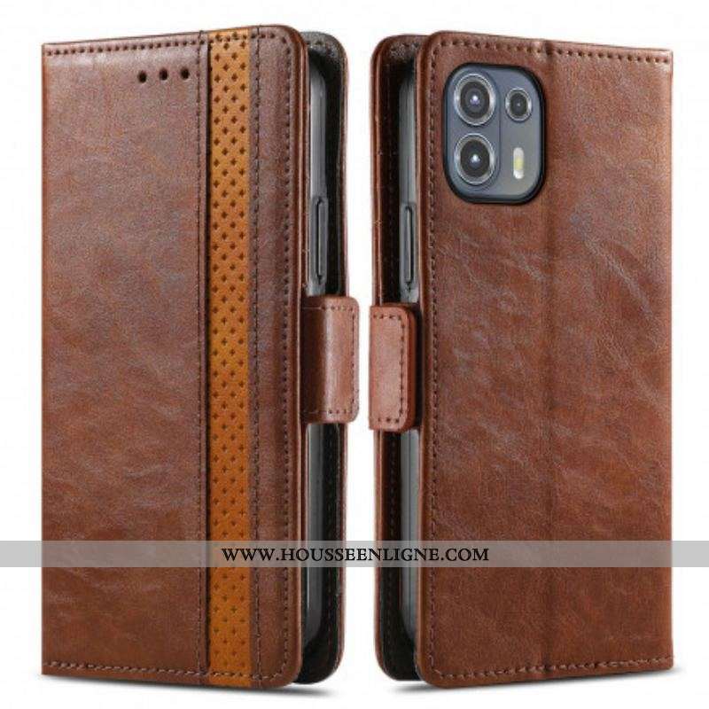 Housse Motorola Edge 20 Lite Bicolore Double Fermoir