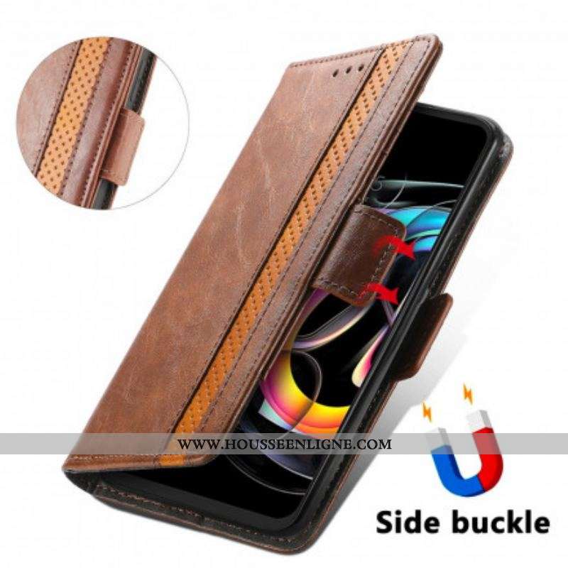 Housse Motorola Edge 20 Lite Bicolore Double Fermoir