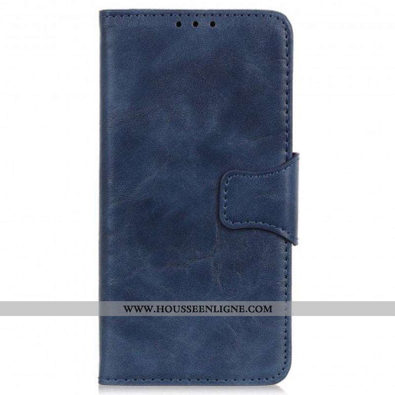 Housse Motorola Edge 20 Lite Cuir Fendu Fermoir Réversible