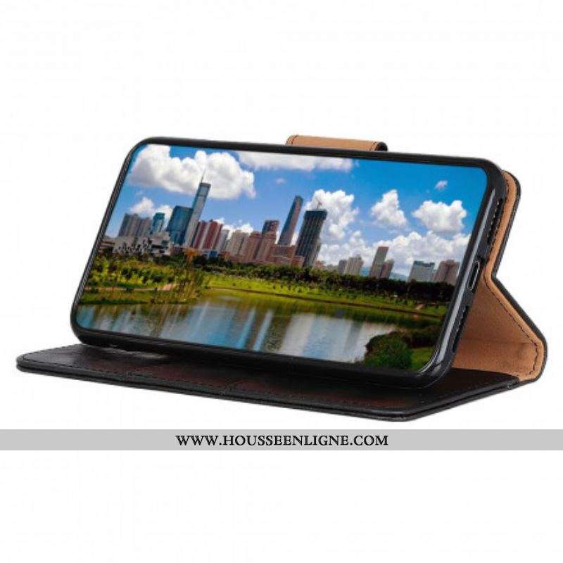 Housse Motorola Edge 20 Lite Cuir Fendu Fermoir Réversible
