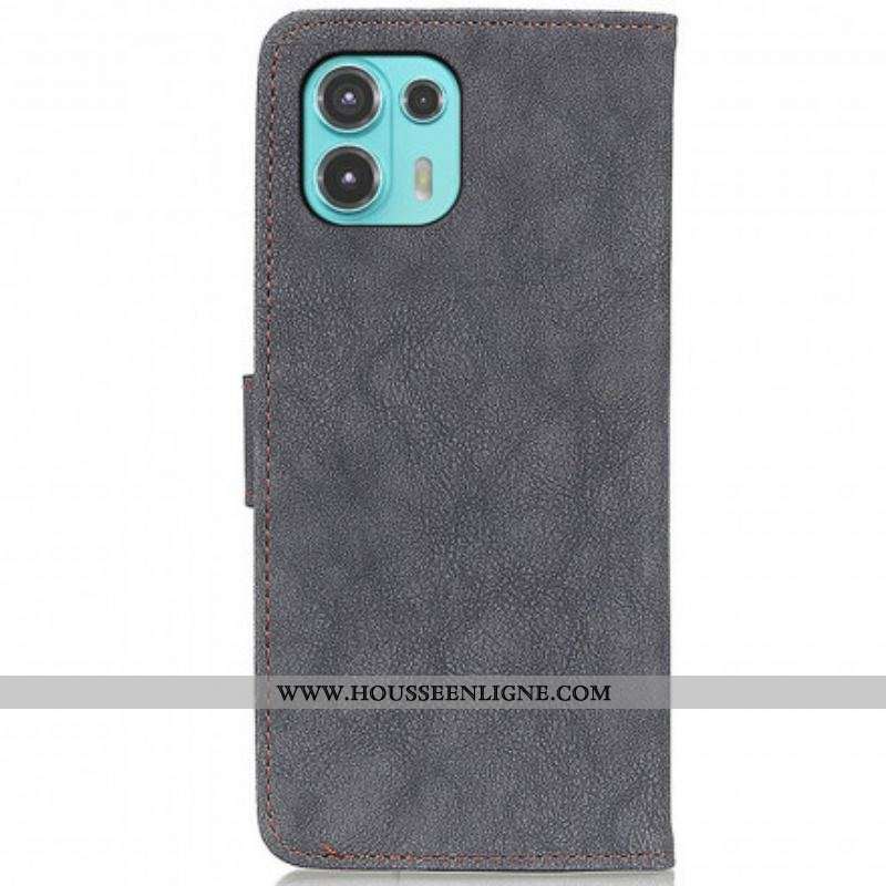 Housse Motorola Edge 20 Lite Cuir Fendu Rétro KHAZNEH