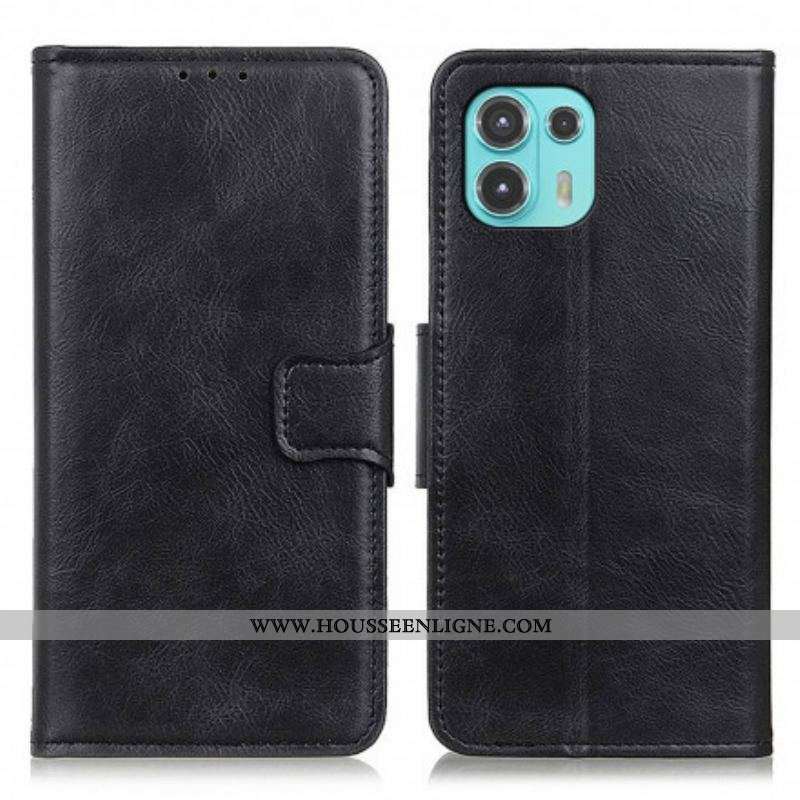Housse Motorola Edge 20 Lite Effet Cuir Fermoir Réversible