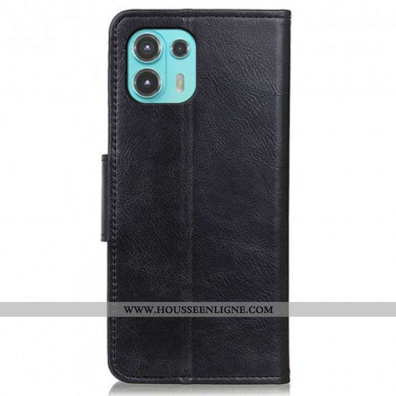 Housse Motorola Edge 20 Lite Effet Cuir Fermoir Réversible