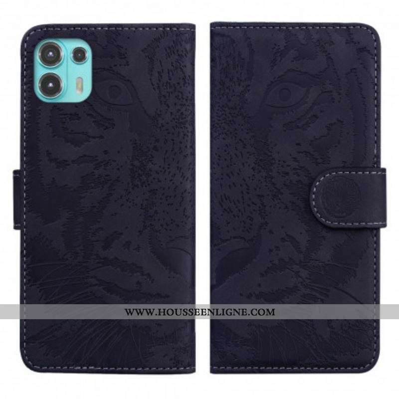 Housse Motorola Edge 20 Lite Empreinte Face de Tigre