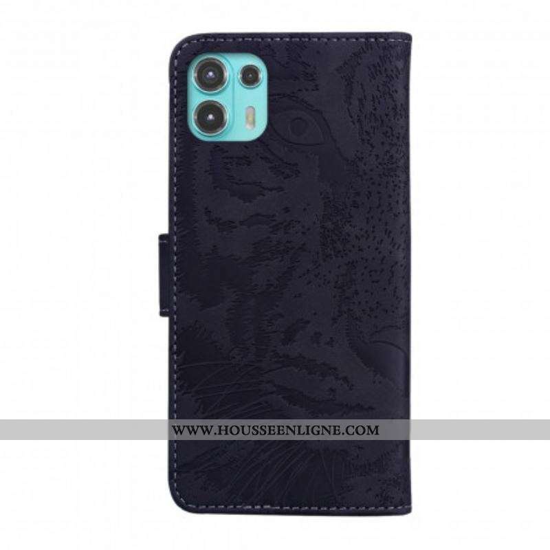 Housse Motorola Edge 20 Lite Empreinte Face de Tigre