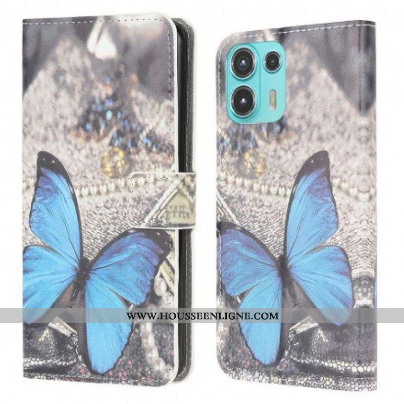 Housse Motorola Edge 20 Lite Papillon Bleu