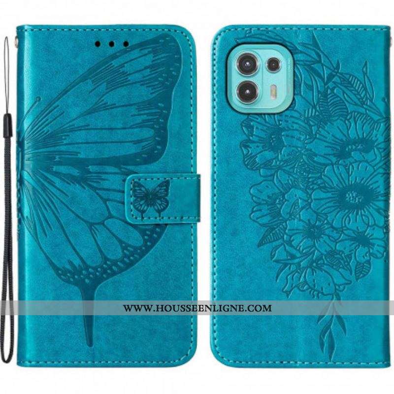 Housse Motorola Edge 20 Lite Papillon Design avec Lanière