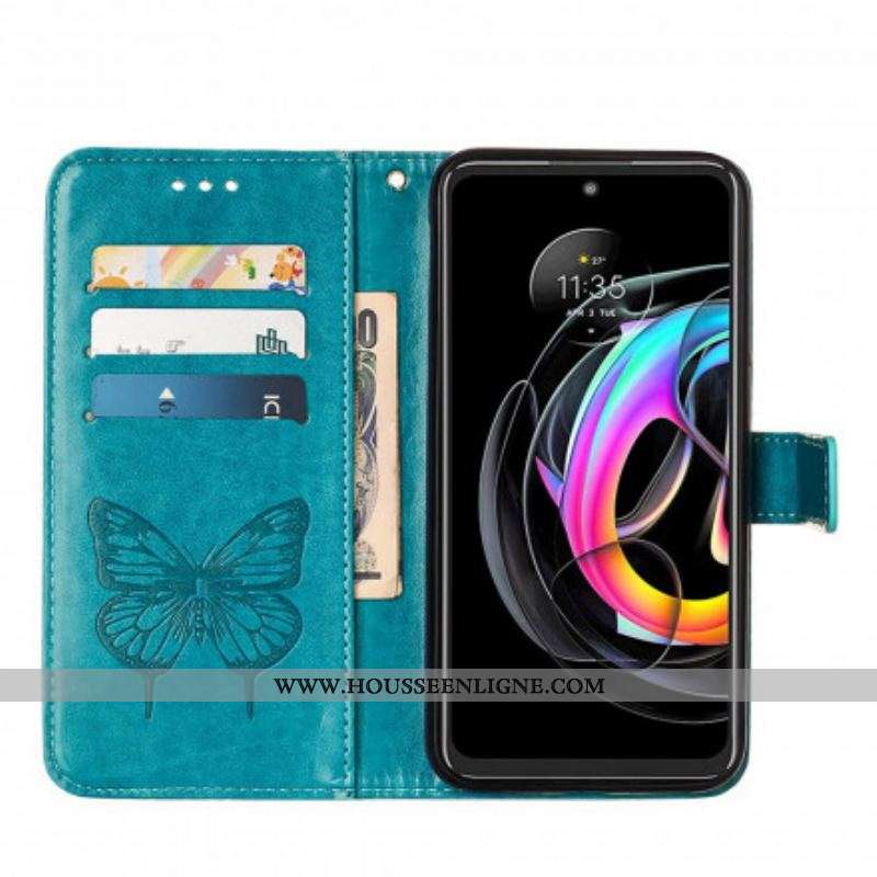 Housse Motorola Edge 20 Lite Papillon Design avec Lanière