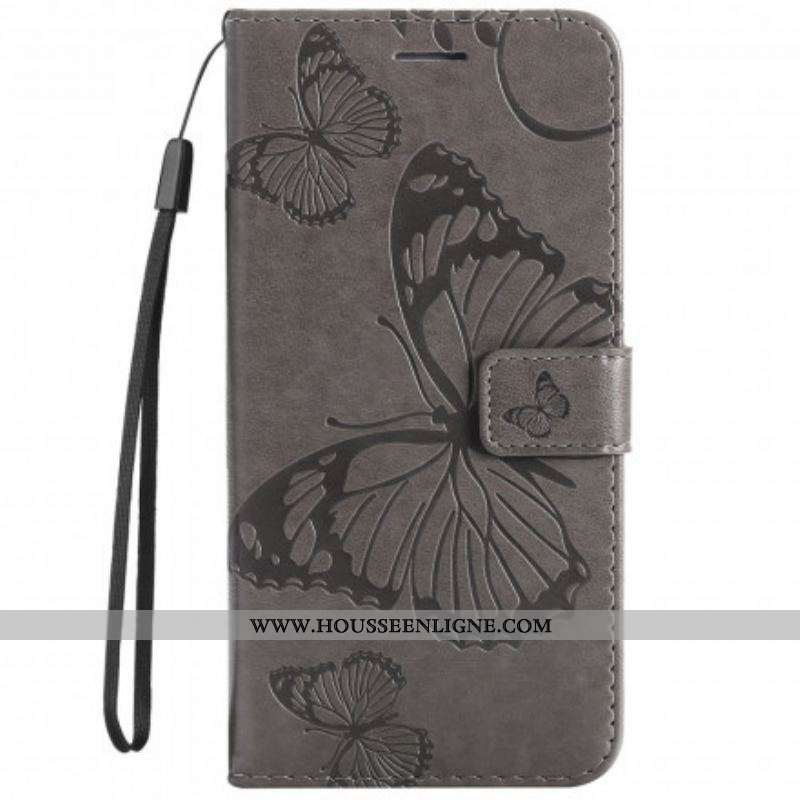 Housse Motorola Edge 20 Lite Papillons Géants à Lanière