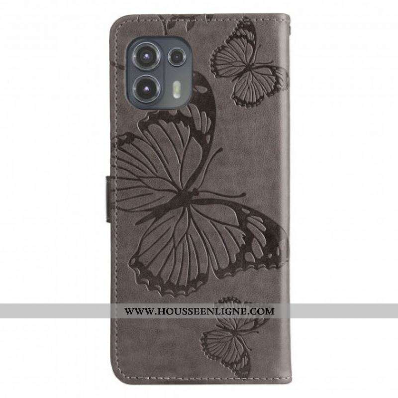 Housse Motorola Edge 20 Lite Papillons Géants à Lanière
