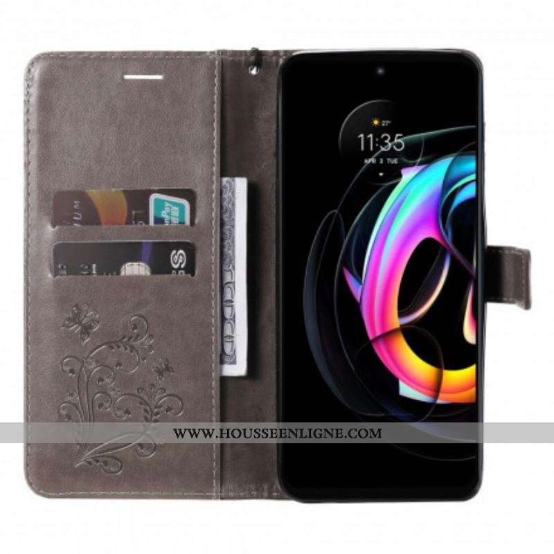Housse Motorola Edge 20 Lite Papillons Géants à Lanière