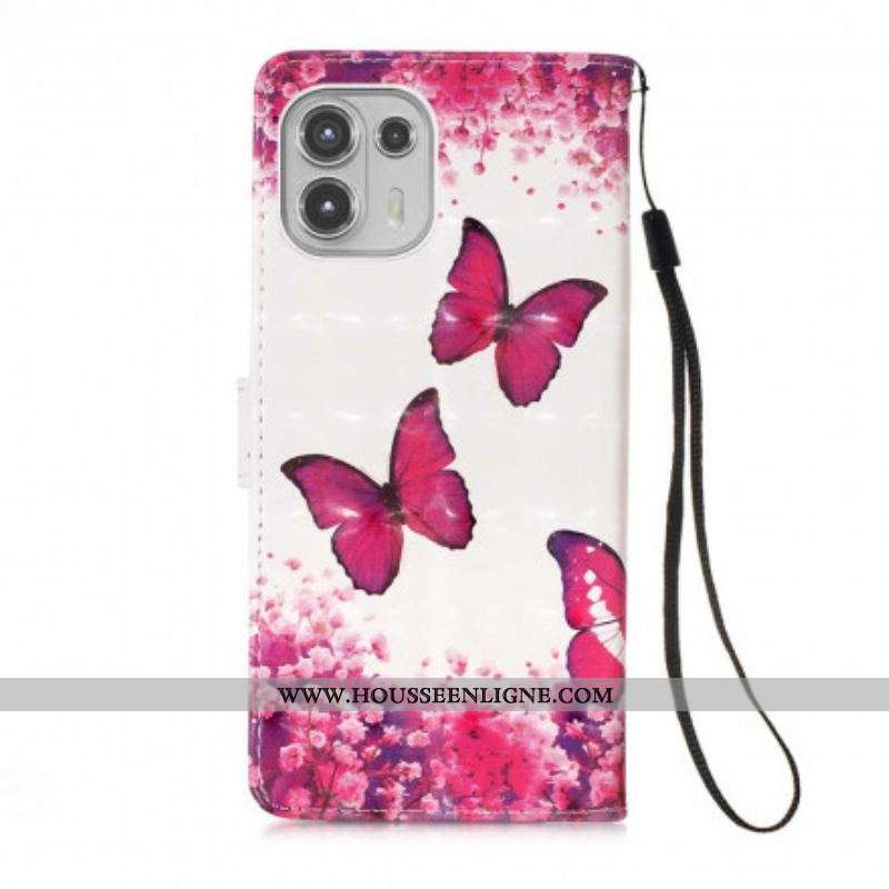 Housse Motorola Edge 20 Lite Papillons Rouges