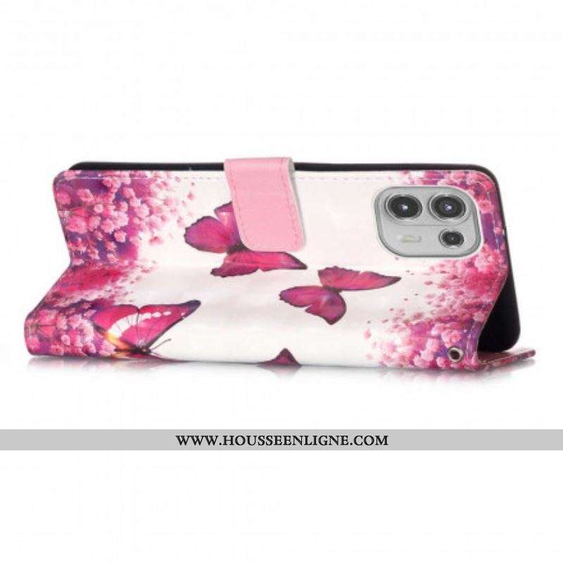 Housse Motorola Edge 20 Lite Papillons Rouges