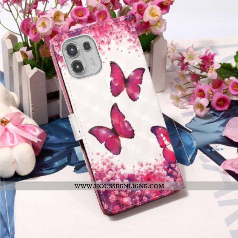 Housse Motorola Edge 20 Lite Papillons Rouges