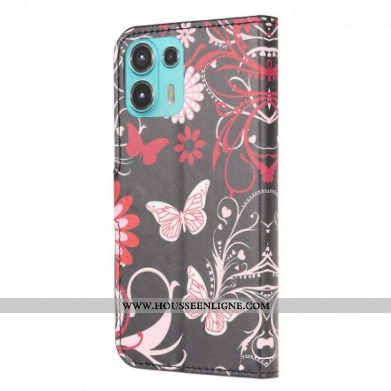 Housse Motorola Edge 20 Lite Papillons et Fleurs