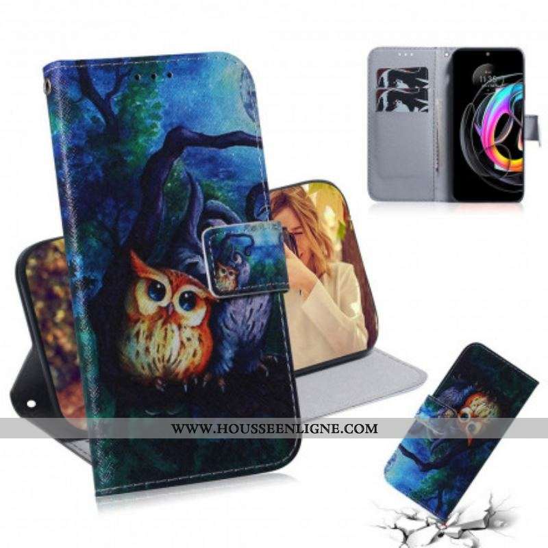 Housse Motorola Edge 20 Lite Peinture de Hiboux