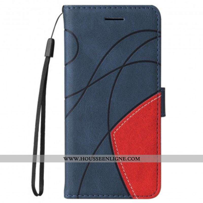Housse Motorola Edge 20 Lite Simili Cuir Bicolore Signature