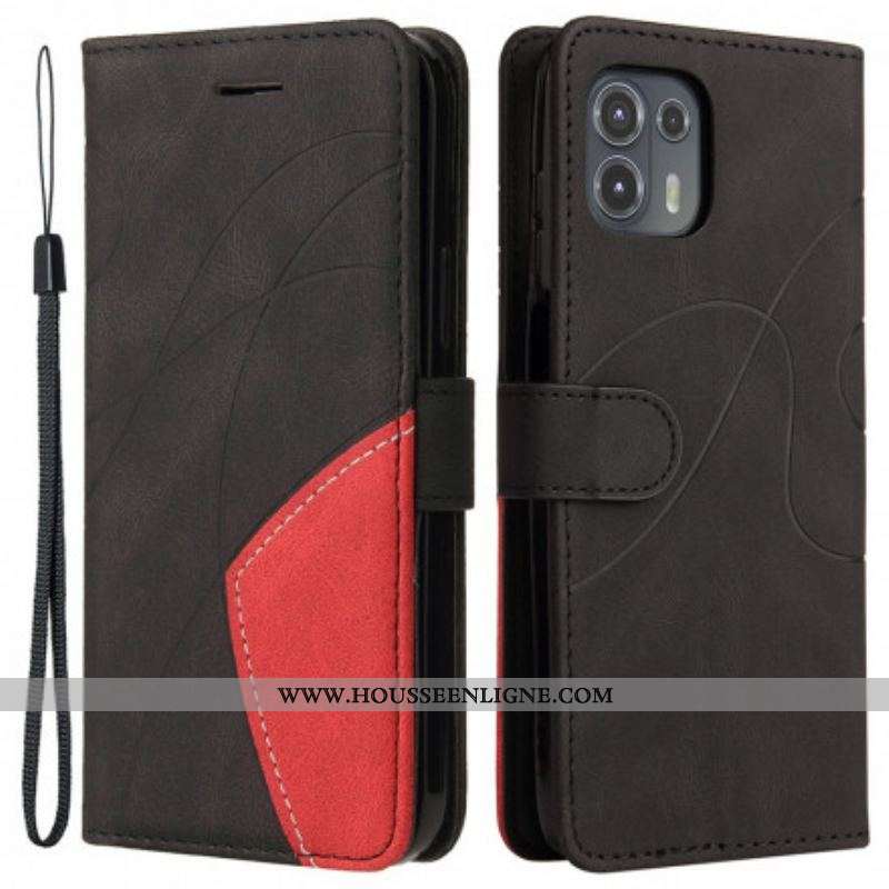 Housse Motorola Edge 20 Lite Simili Cuir Bicolore Signature