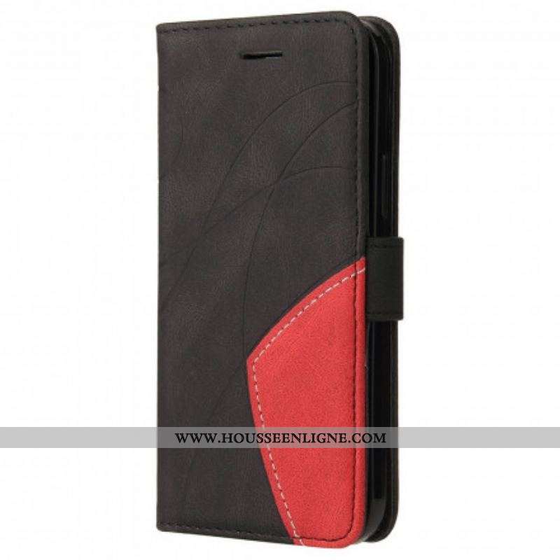 Housse Motorola Edge 20 Lite Simili Cuir Bicolore Signature