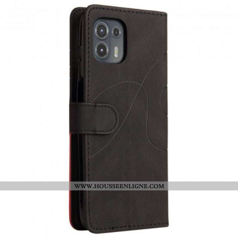 Housse Motorola Edge 20 Lite Simili Cuir Bicolore Signature