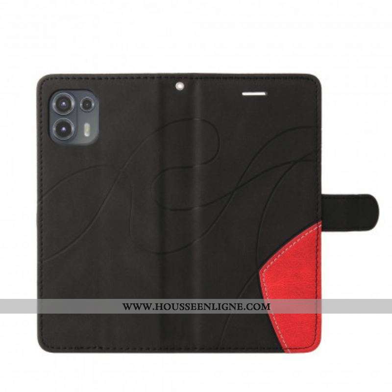 Housse Motorola Edge 20 Lite Simili Cuir Bicolore Signature