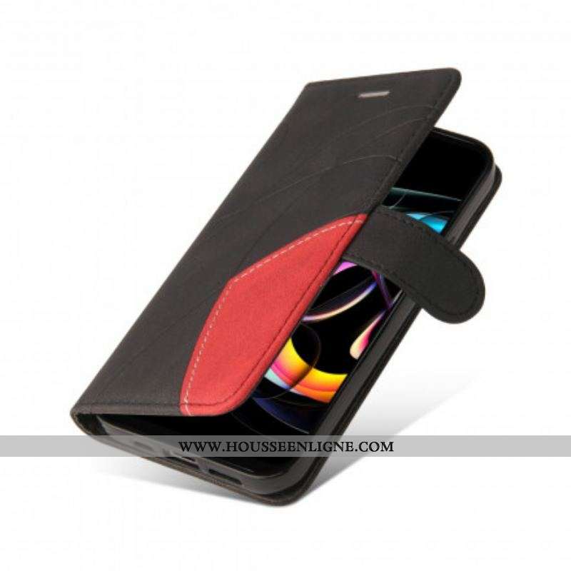Housse Motorola Edge 20 Lite Simili Cuir Bicolore Signature