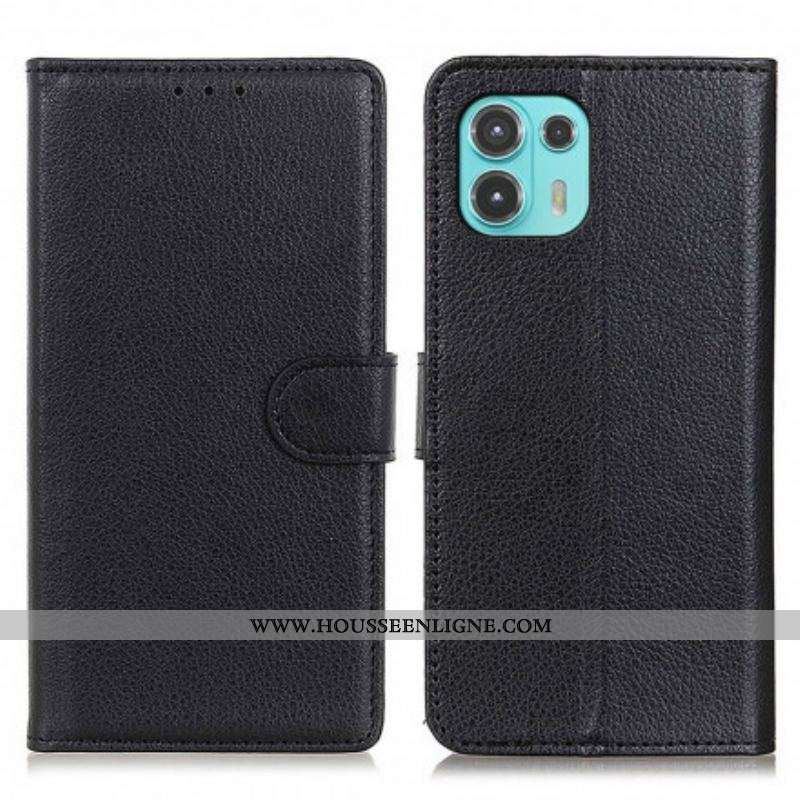 Housse Motorola Edge 20 Lite Simili Cuir Litchi Traditionnel