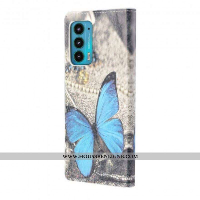 Housse Motorola Edge 20 Papillon Bleu
