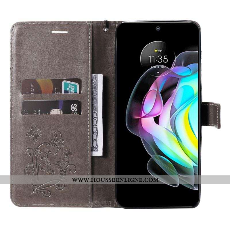 Housse Motorola Edge 20 Papillons Géants à Lanière